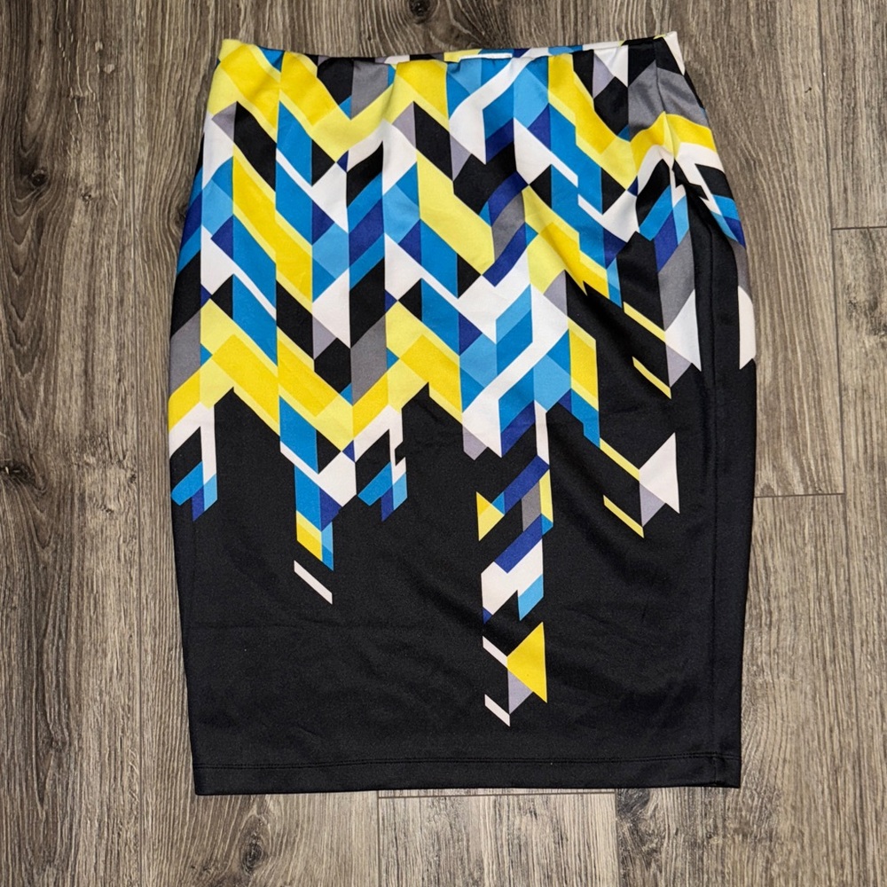 Bisou Bisou Multicolor Geometric Pencil Skirt